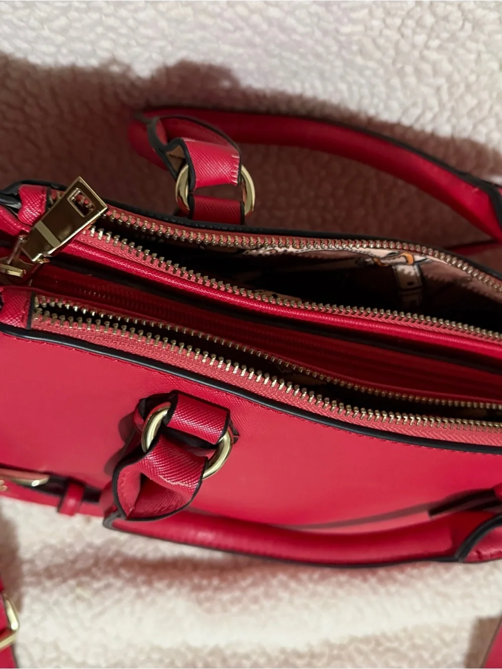 Vintage Red Satchel with Gold Hardware